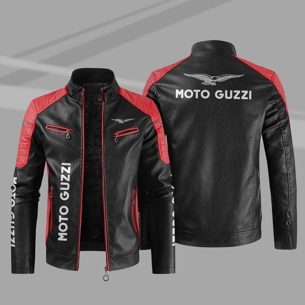 Moto Guzzi Car Motor Block Leather Jacket 4 Moto Guzzi Car Motor Block Leather Jacket 1 2 3
