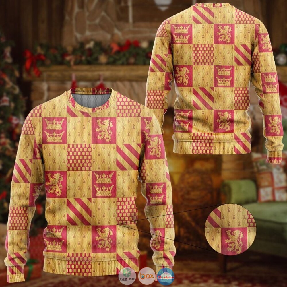 Movie Harry Potter Gryffindor House Pattern Christmas Sweater