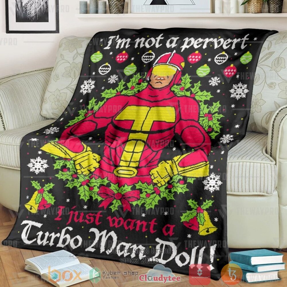 HOT Movie JATW Turbo Man Christmas Ugly Pattern Soft Blanket 7 Movie JATW Turbo Man Christmas Ugly Pattern Custom Soft Blanket