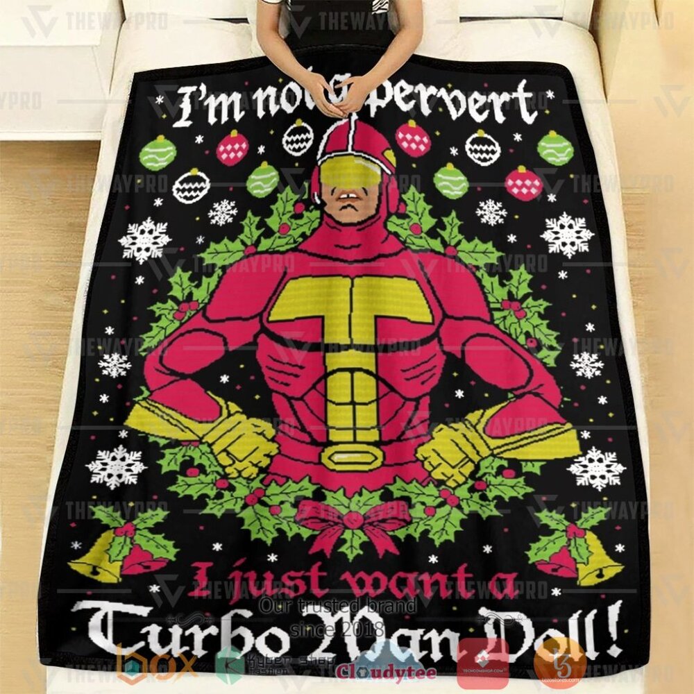 HOT Movie JATW Turbo Man Christmas Ugly Pattern Soft Blanket 2 Movie JATW Turbo Man Christmas Ugly Pattern Custom Soft Blanket 1