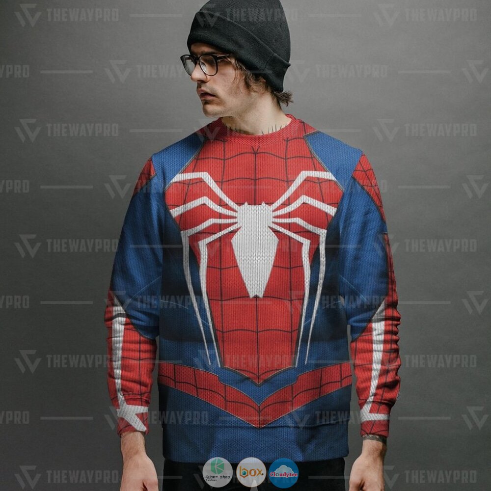 Superhero Spider Man Game Suit Ugly Christmas Sweater 2 Movie Superhero MSM Game Suit Christmas Sweater 1