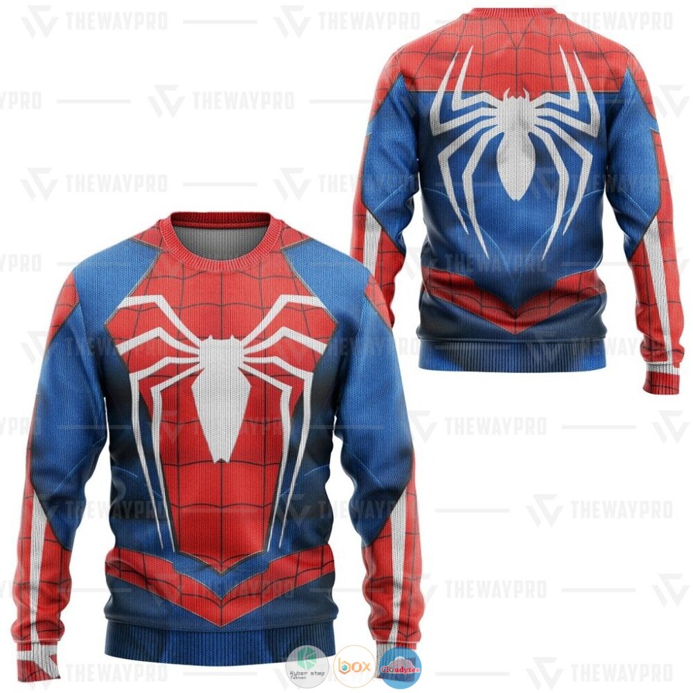 Superhero Spider Man Game Suit Ugly Christmas Sweater 3 Movie Superhero MSM Game Suit Christmas Sweater 1 2