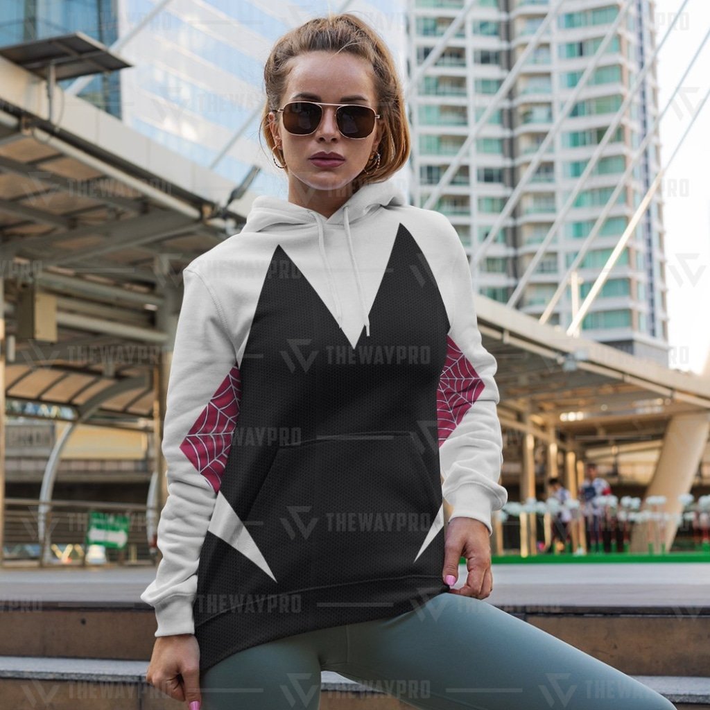 NEW Movie Superhero SM Gwen Into The Spider-Verse Suit 3D Printed Hoodie 9 Movie Superhero SM Gwen Into The Spider Verse Suit 3D All Over Printed Hoodie