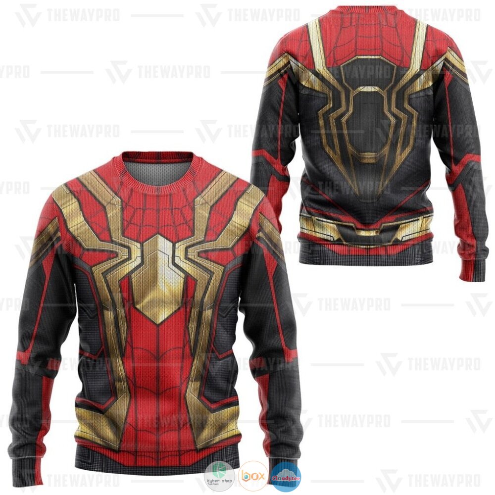 Superhero Spider Man Integrated Suit Ugly Christmas Sweater 4 Movie Superhero SM NWH Integrated Suit Christmas Sweater 1 2 3