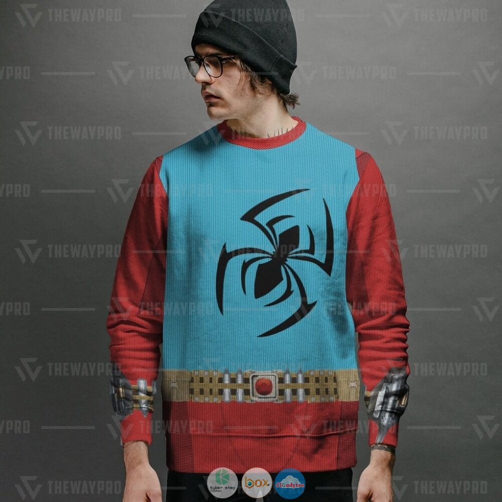 Superhero Scarlet Spider Ugly Christmas Sweater 2 Movie Superhero Scarlet Spider Christmas Sweater 1