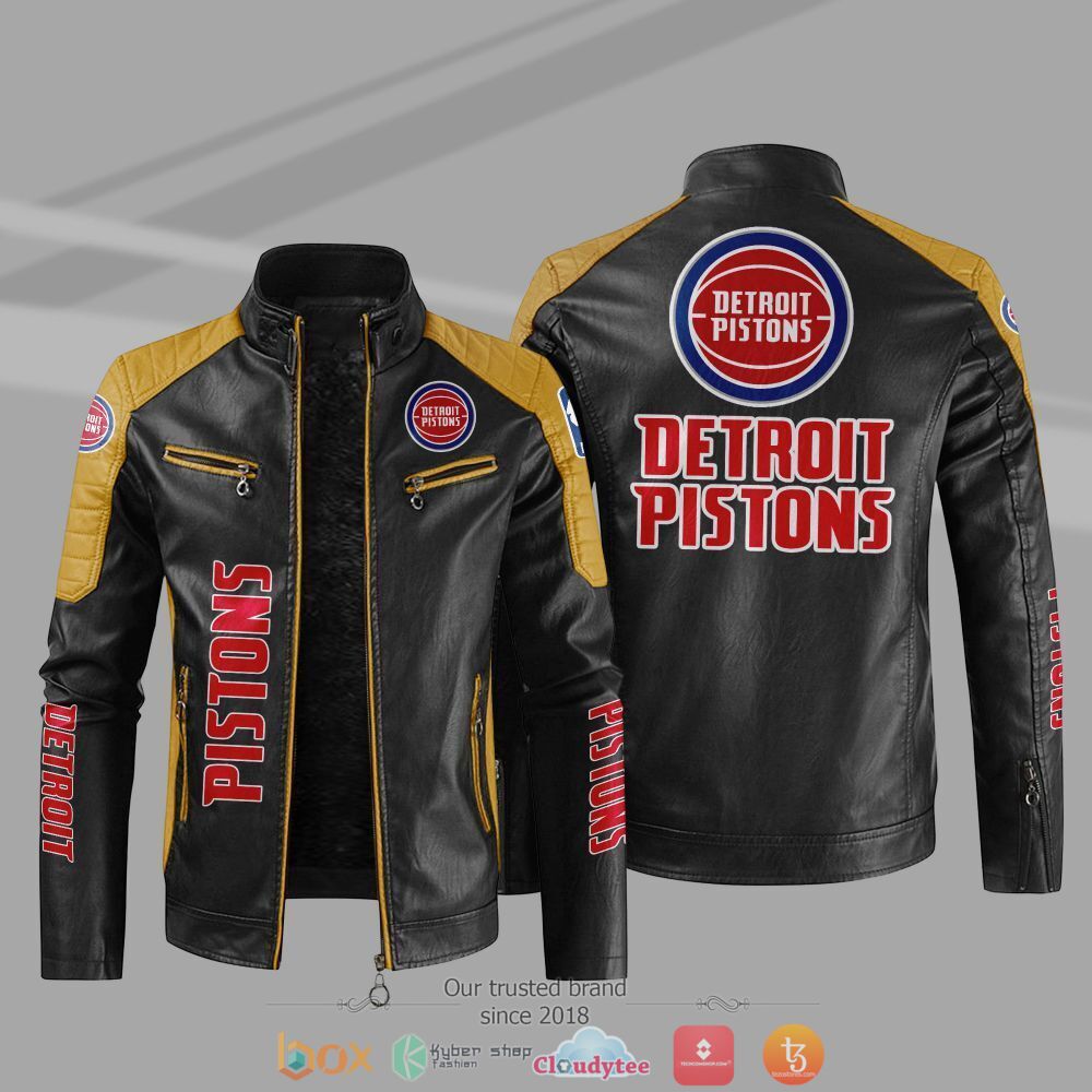 NBA Detroit Pistons Block leather jacket 1
