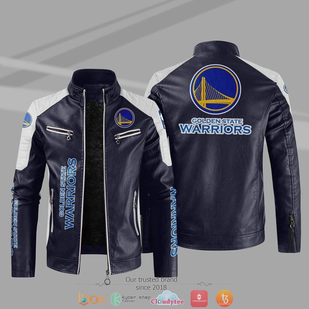 Golden State Warriors NBA Block leather jacket 3 NBA Golden State Warriors Block leather jacket 1 2