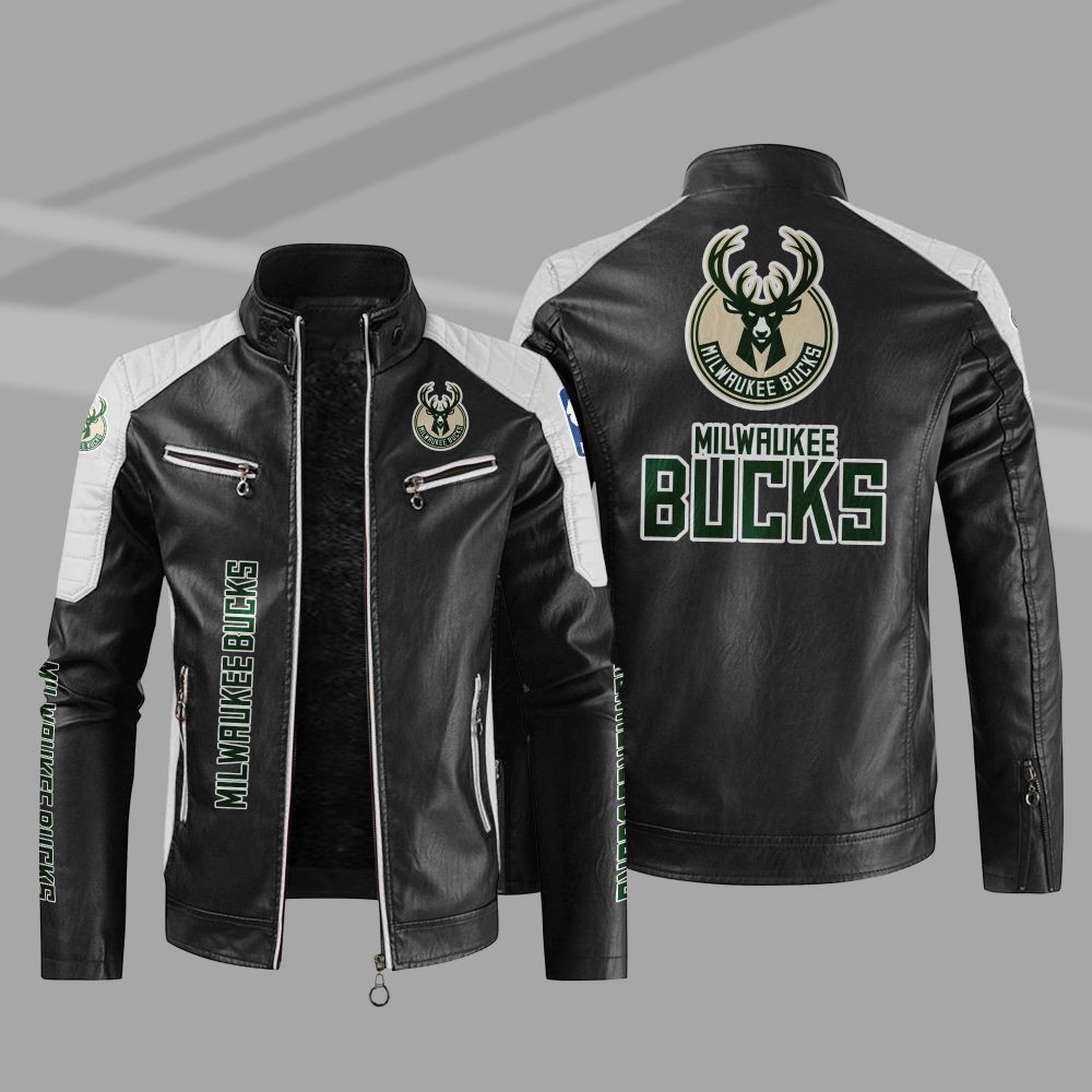 NBA Milwaukee Bucks Block Leather Jacket