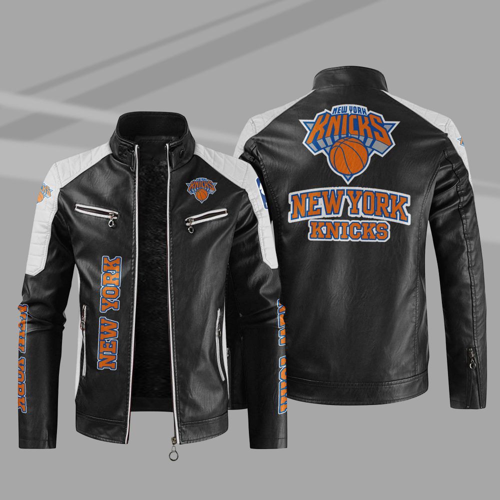 NBA New York Knicks Block Leather Jacket
