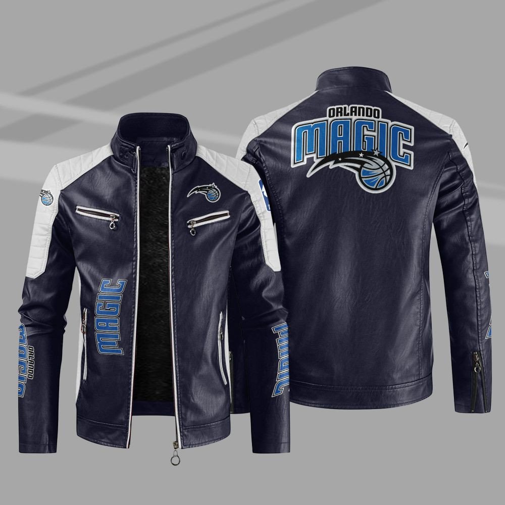 NBA Orlando Magic Block Leather Jacket 3 NBA Orlando Magic Block Leather Jacket 1 2