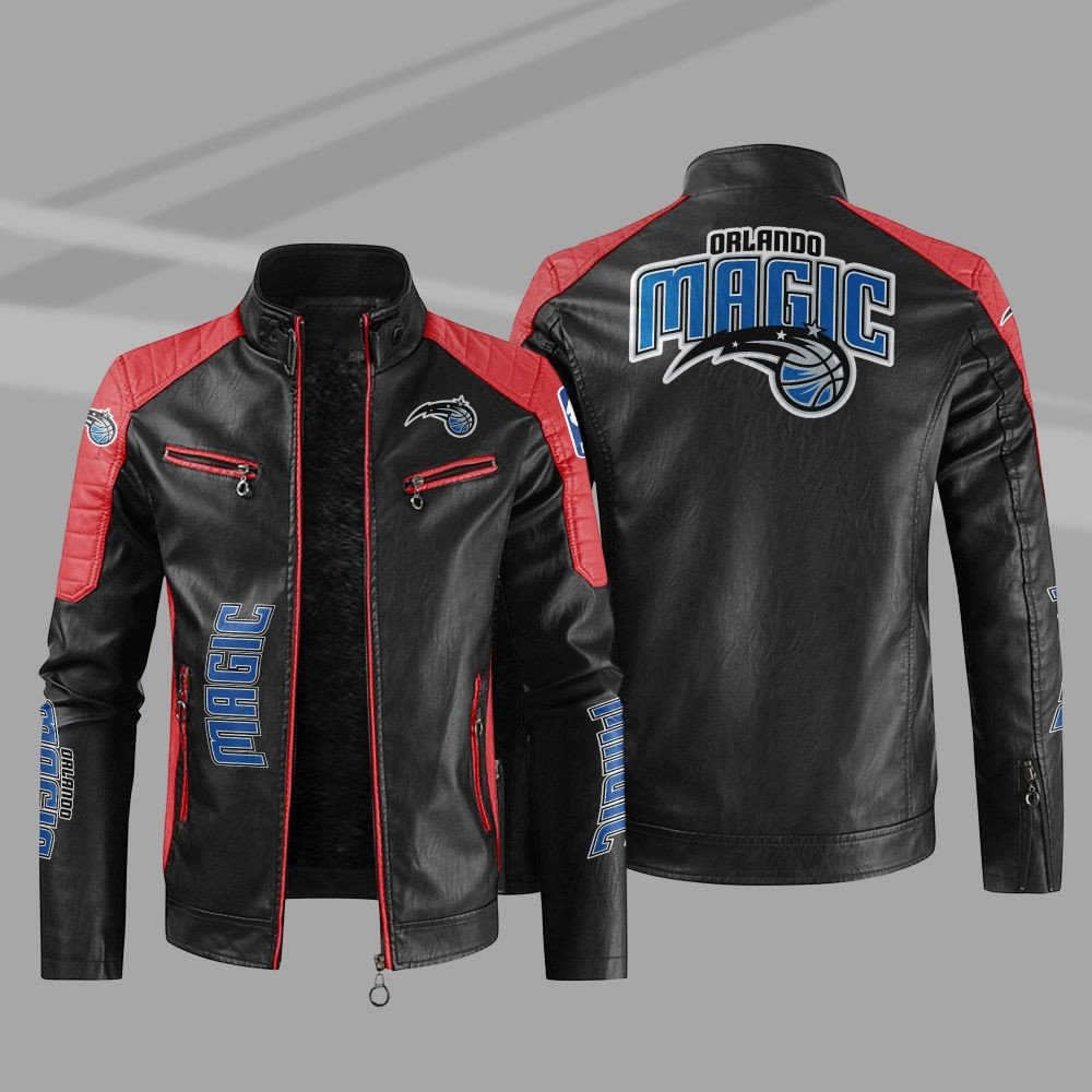 NBA Orlando Magic Block Leather Jacket 4 NBA Orlando Magic Block Leather Jacket 1 2 3