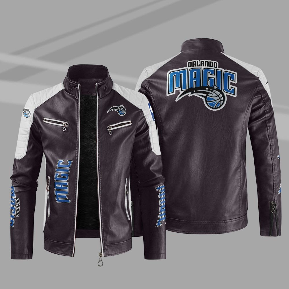 NBA Orlando Magic Block Leather Jacket 5 NBA Orlando Magic Block Leather Jacket 1 2 3 4