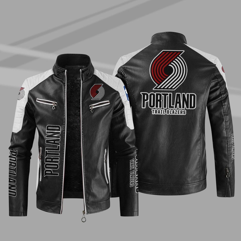 NBA Portland Trail Blazers Block Leather Jacket