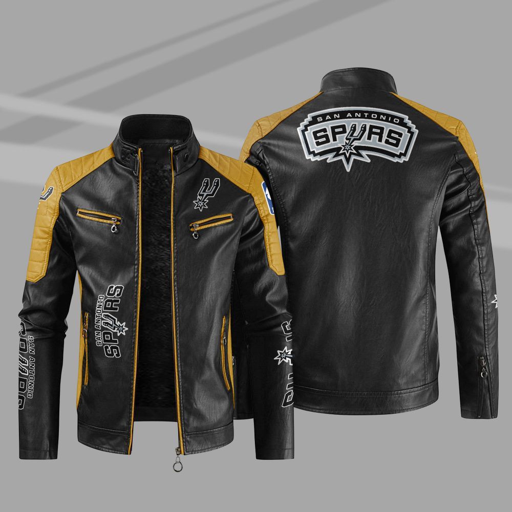 NBA San Antonio Spurs Block Leather Jacket 1