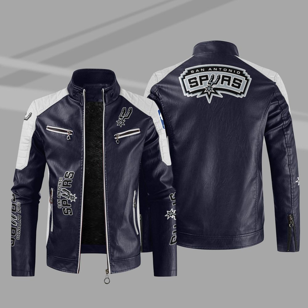 NBA San Antonio Spurs Block Leather Jacket 3 NBA San Antonio Spurs Block Leather Jacket 1 2