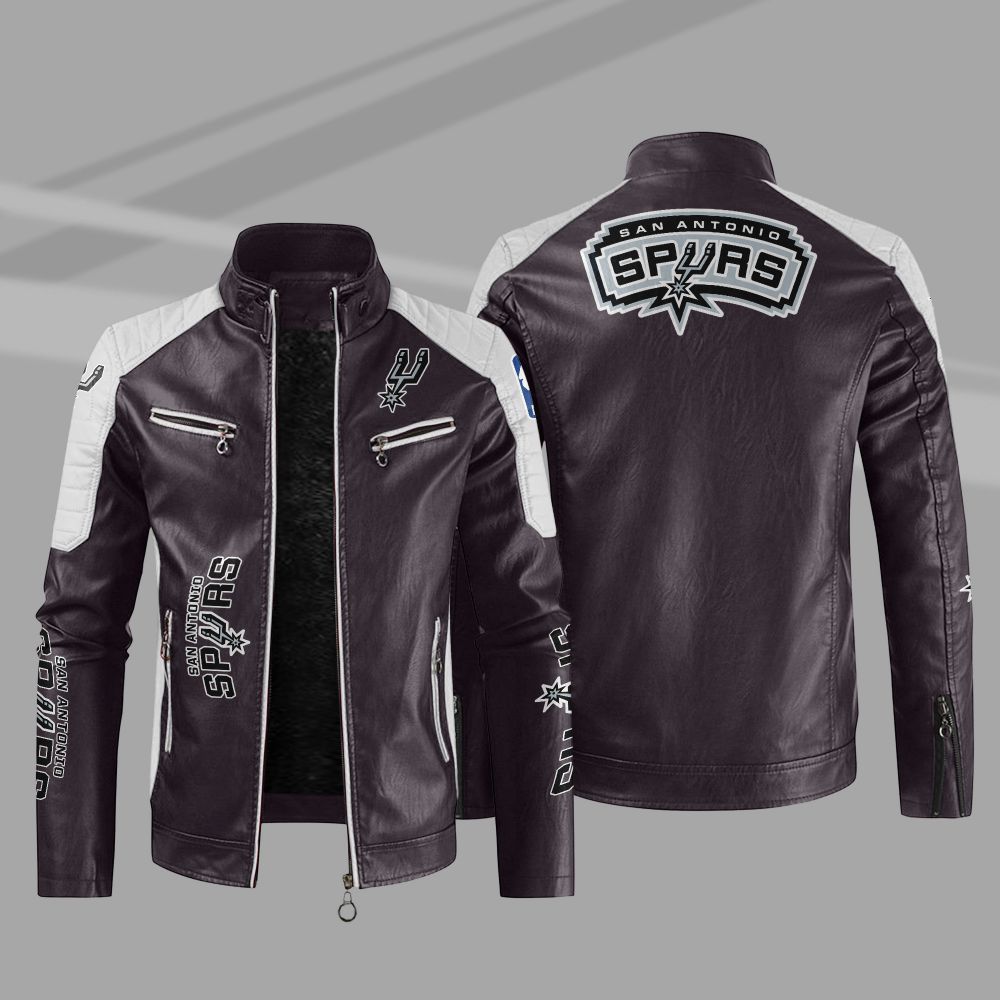 NBA San Antonio Spurs Block Leather Jacket 5 NBA San Antonio Spurs Block Leather Jacket 1 2 3 4