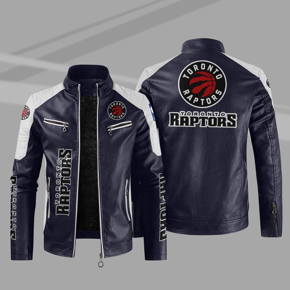 NBA Toronto Raptors Block Leather Jacket 3 NBA Toronto Raptors Block Leather Jacket 1 2