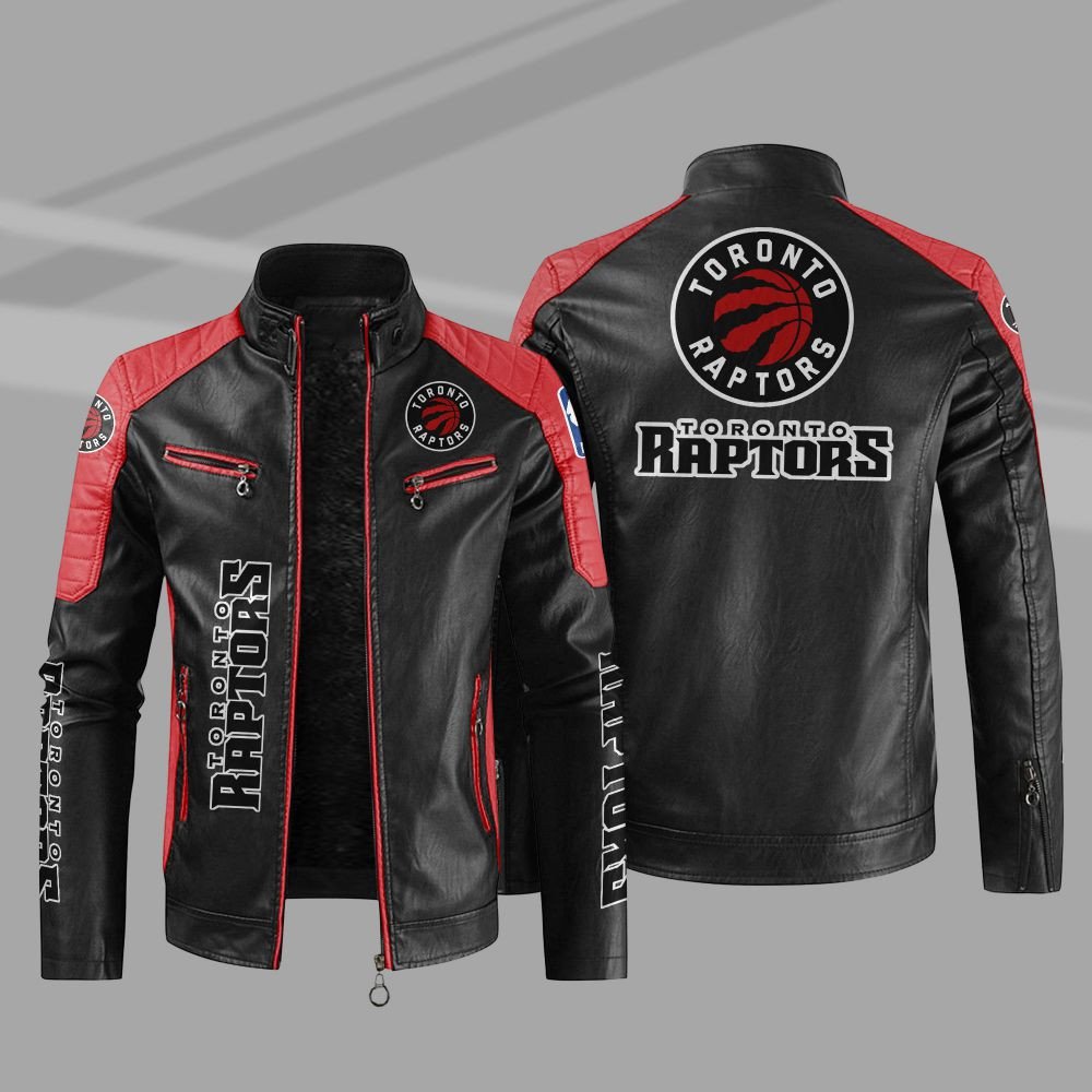 NBA Toronto Raptors Block Leather Jacket 4 NBA Toronto Raptors Block Leather Jacket 1 2 3