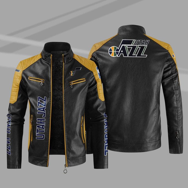 NBA Utah Jazz Block Leather Jacket 1
