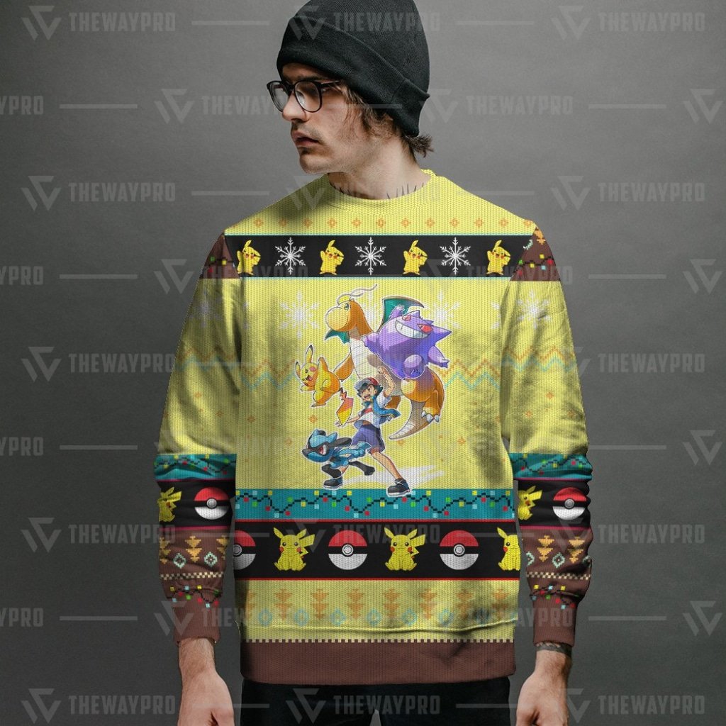 NEW Anime Pocket Monsters Ash's Poke Merry Christmas Sweater 2 NEW Anime Pocket Monsters Ashs Poke Merry Christmas Sweater 1
