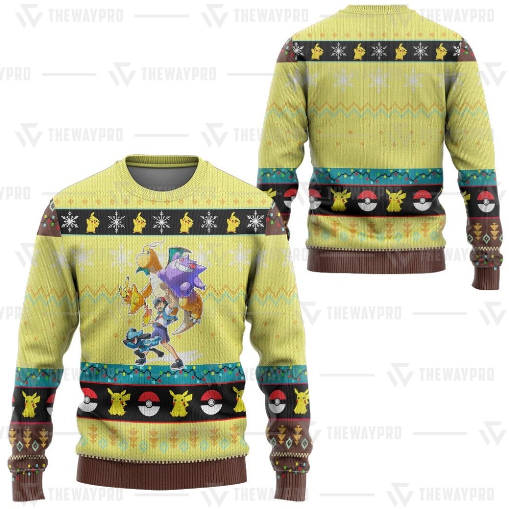 NEW Anime Pocket Monsters Ash's Poke Merry Christmas Sweater 3 NEW Anime Pocket Monsters Ashs Poke Merry Christmas Sweater 1 2