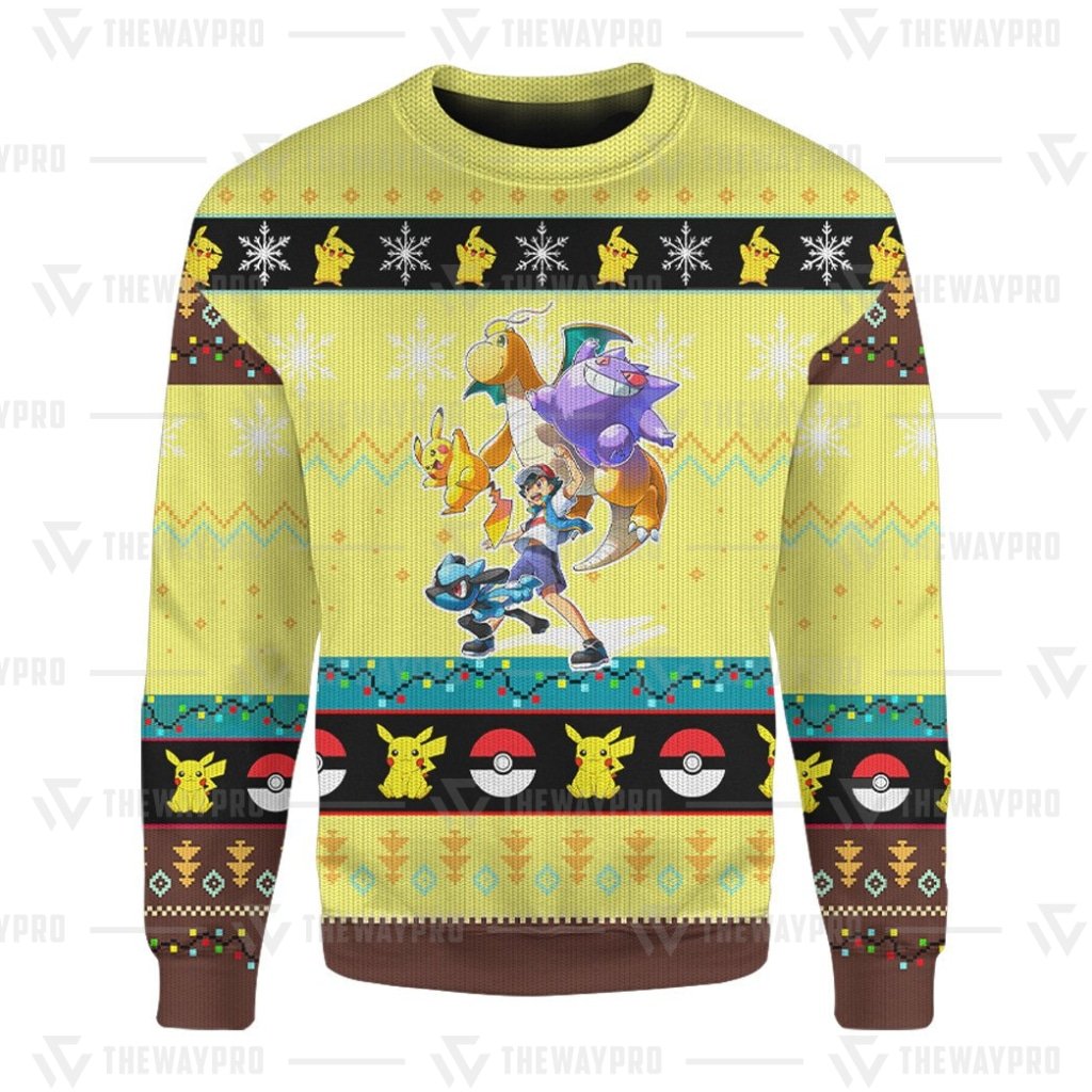 NEW Anime Pocket Monsters Ash's Poke Merry Christmas Sweater 6 NEW Anime Pocket Monsters Ashs Poke Merry Christmas Sweater 1 2 3 4 5