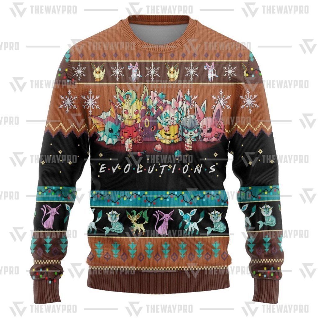 NEW Anime Pocket Monsters Evolutions Merry Christmas Sweater 3 NEW Anime Pocket Monsters Evolutions Merry Christmas Sweater 1 2