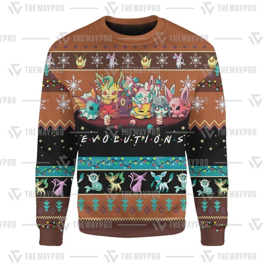NEW Anime Pocket Monsters Evolutions Merry Christmas Sweater 5 NEW Anime Pocket Monsters Evolutions Merry Christmas Sweater 1 2 3 4