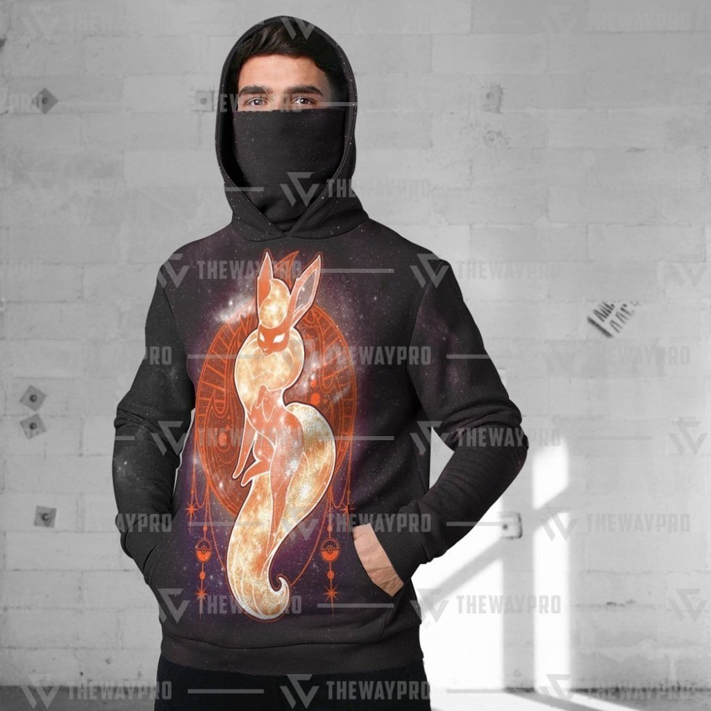 NEW Anime Pocket Monsters Flareon Starry Snood 3D Hoodie