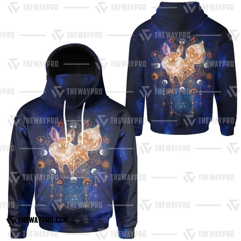 NEW Anime Pocket Monsters Galaxy Eevee Snood 3D Hoodie 4 NEW Anime Pocket Monsters Galaxy Eevee Snood 3D Hoodie 1 2 3