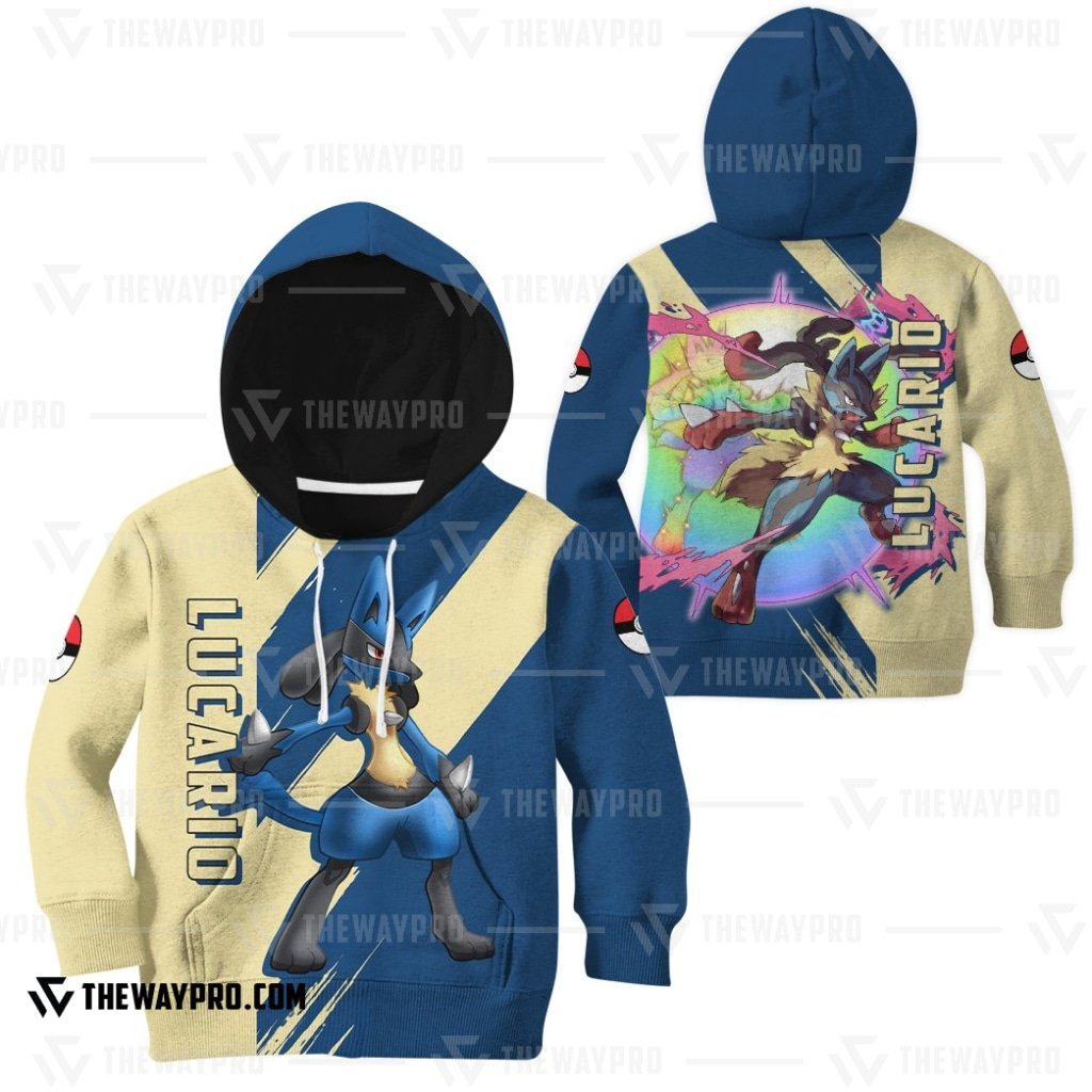 NEW Anime Pocket Monsters Lucario Kid Hoodie 2 NEW Anime Pocket Monsters Lucario Kid Hoodie 1