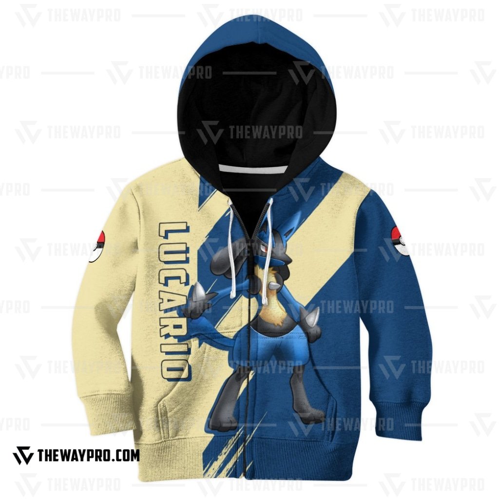 NEW Anime Pocket Monsters Lucario Kid Hoodie 4 NEW Anime Pocket Monsters Lucario Kid Hoodie 1 2 3