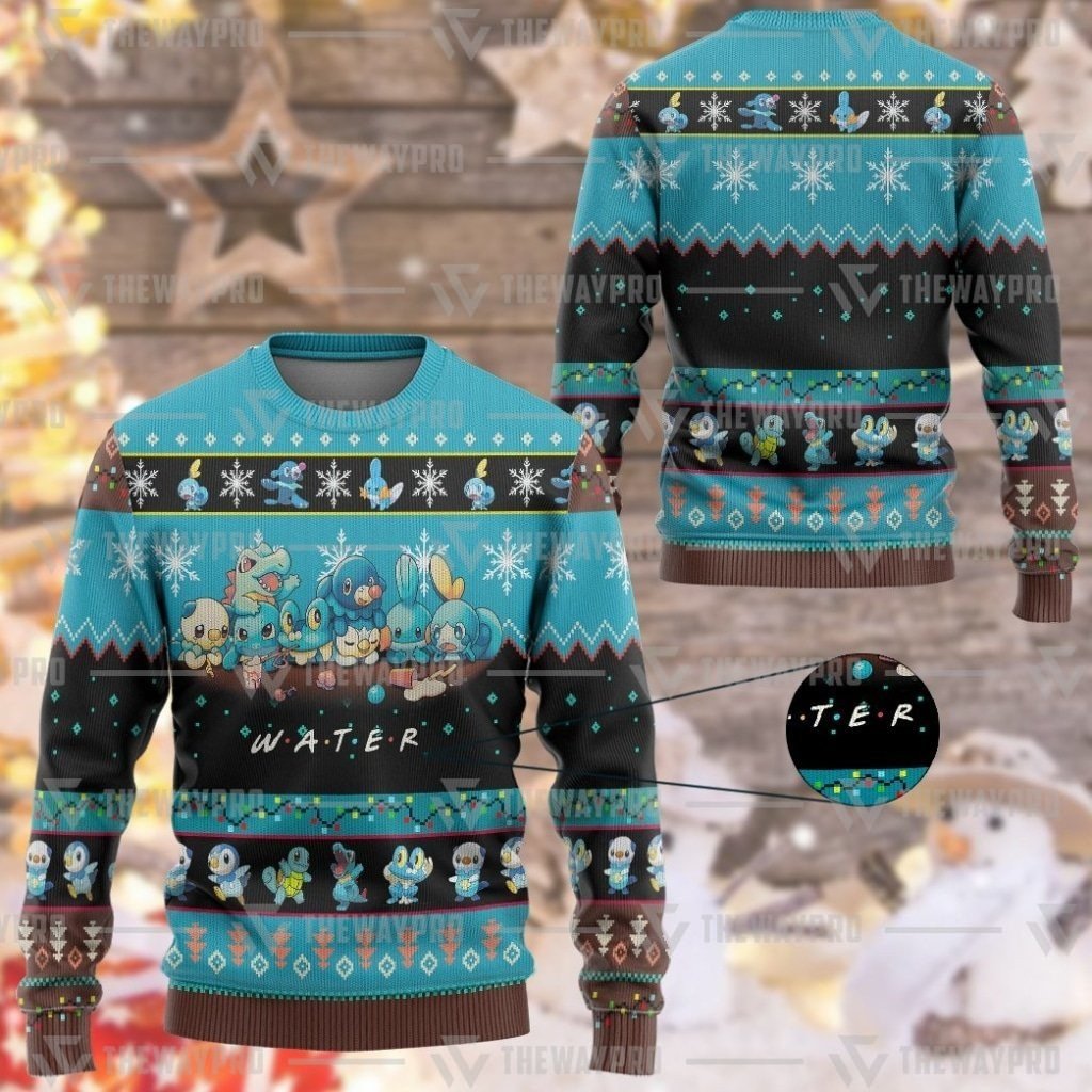 NEW Anime Pocket Monsters Water Merry Christmas Sweater