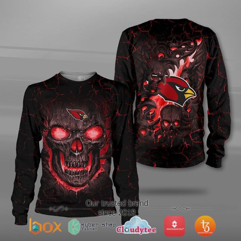 Arizona Cardinals NFL Fire Skull Lava jersey shirt, hoodie 3 NFL Arizona Cardinals Fire Skull Lava 3D shirt hoodie 1 2