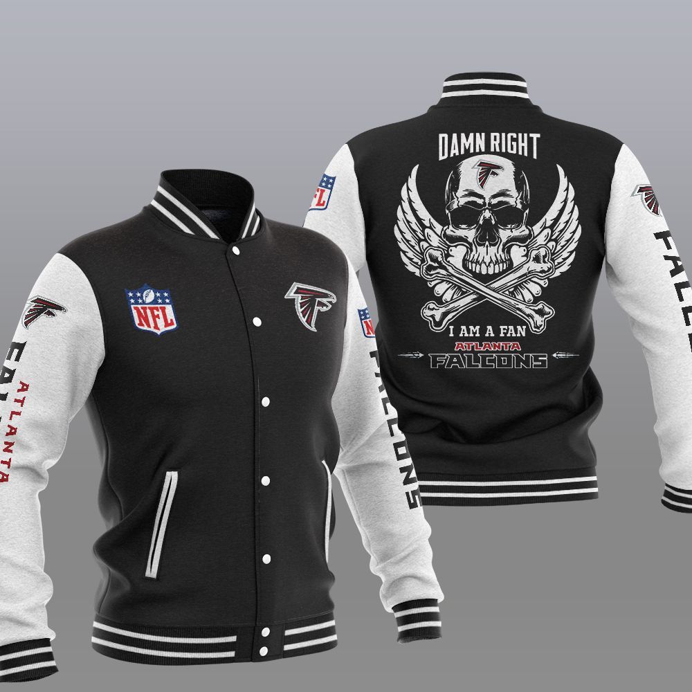 NFL Atlanta Falcons Wings Skull Baseball Jacket