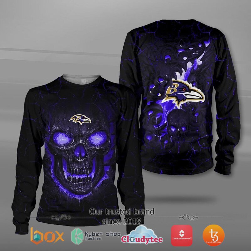 Baltimore Ravens NFL Fire Skull Lava jersey shirt, hoodie 3 NFL Baltimore Ravens Fire Skull Lava 3D shirt hoodie 1 2