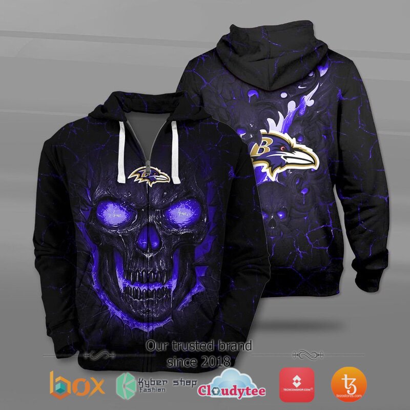 Baltimore Ravens NFL Fire Skull Lava jersey shirt, hoodie 4 NFL Baltimore Ravens Fire Skull Lava 3D shirt hoodie 1 2 3