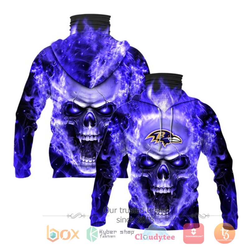 NFL Baltimore Ravens Flameskull 3d hoodie mask 1 NFL Baltimore Ravens Flameskull 3d hoodie mask