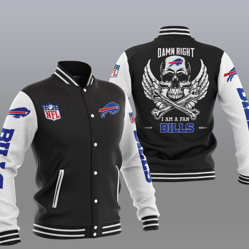NFL Buffalo Bills Wings Skull Baseball Jacket