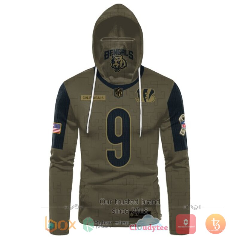 NFL Burrow 9 Cincinnati Bengals 3d hoodie mask 2 NFL Burrow 9 Cincinnati Bengals 3d hoodie mask 1