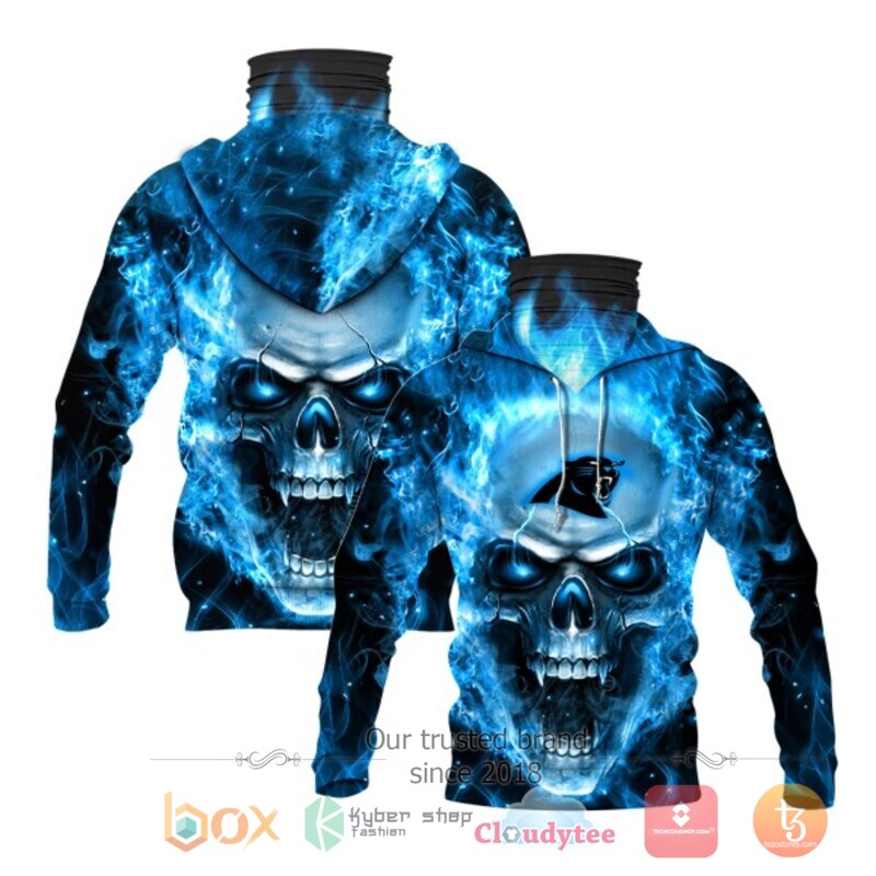 NFL Carolina Panthers Flameskull 3d hoodie mask 6 NFL Carolina Panthers Flameskull 3d hoodie mask