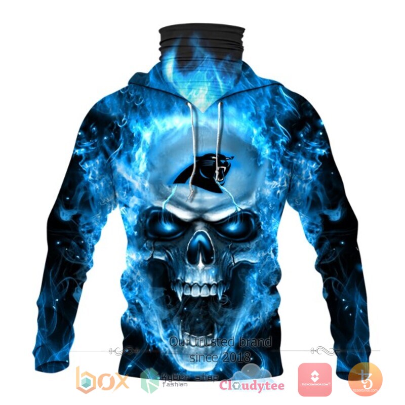 NFL Carolina Panthers Flameskull 3d hoodie mask 2 NFL Carolina Panthers Flameskull 3d hoodie mask 1