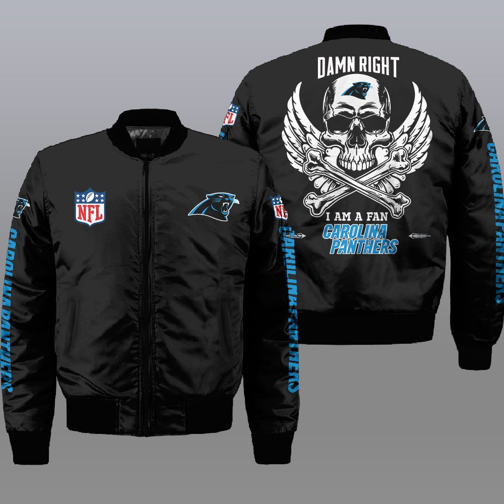 NFL Carolina Panthers Wings Skull 3d Bomber Jacket 6 NFL Carolina Panthers Wings Skull 3d Bomber Jacket