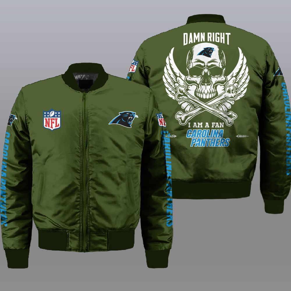 NFL Carolina Panthers Wings Skull 3d Bomber Jacket 3 NFL Carolina Panthers Wings Skull 3d Bomber Jacket 1 2