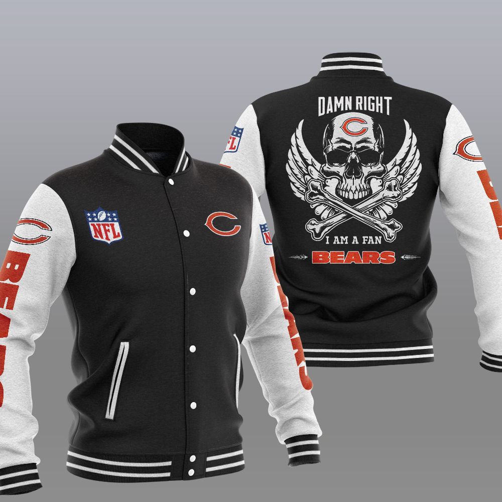 NFL Chicago Bears Wings Skull Baseball Jacket