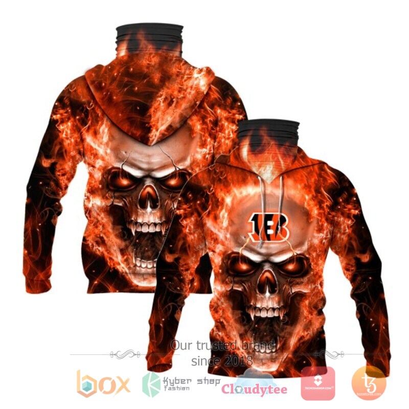 NFL Cincinnati Bengals Flameskull 3d hoodie mask