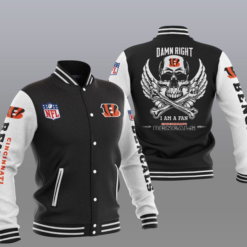 NFL Cincinnati Bengals Wings Skull Baseball Jacket