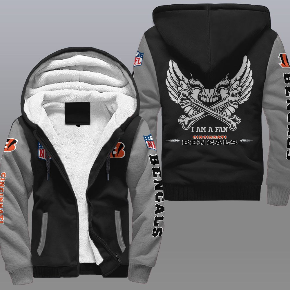 NFL Cincinnati Bengals Wings Skull Fleece hoodie 2 NFL Cincinnati Bengals Wings Skull Fleece hoodie 1