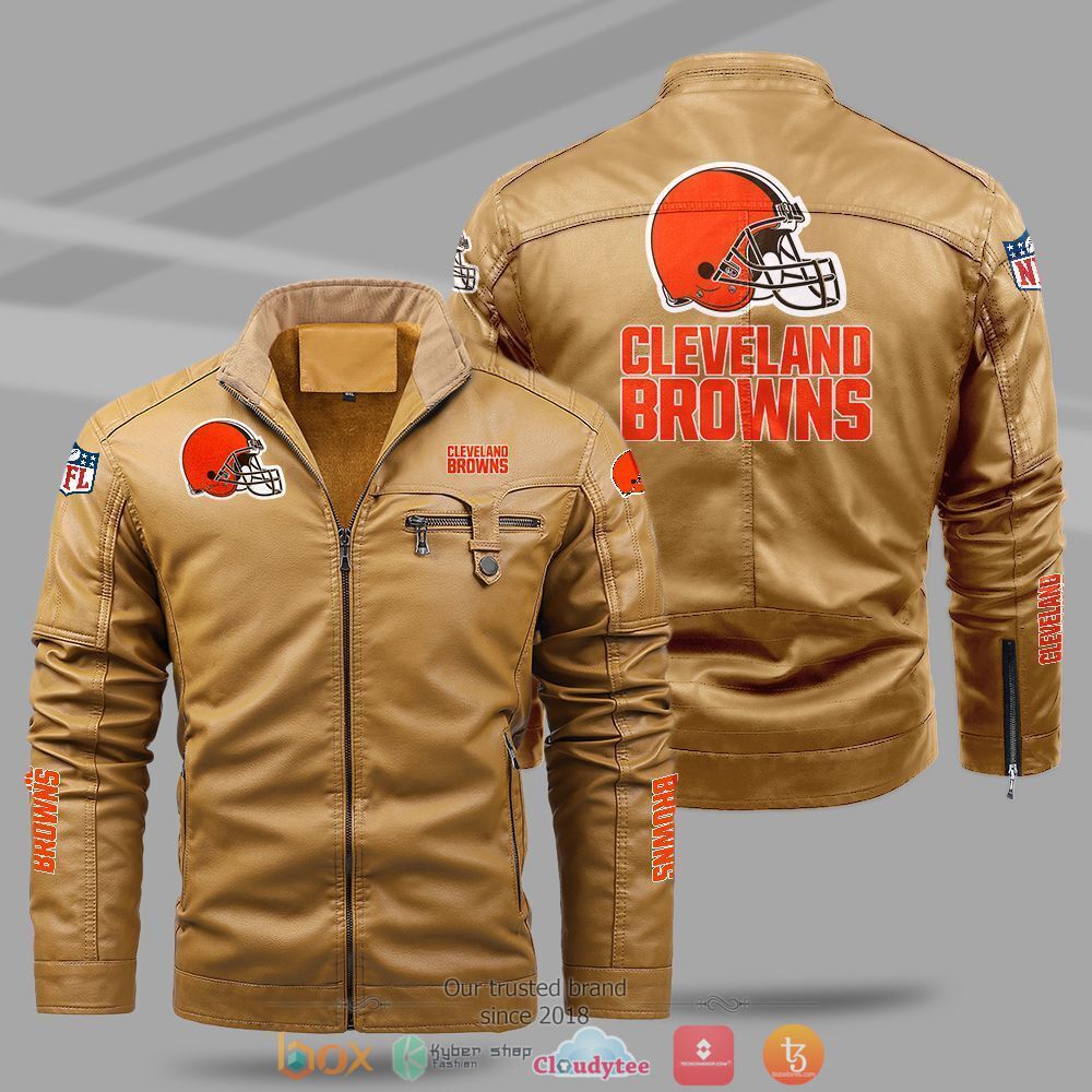 NFL Cleveland Browns Fleece leather jacket 1