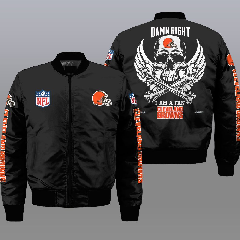 NFL Cleveland Browns Wings Skull 3d Bomber Jacket